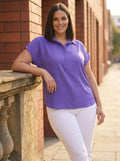 Plus Size Damen Jessica Satinbluse Modernes Design Eleganter Kragen