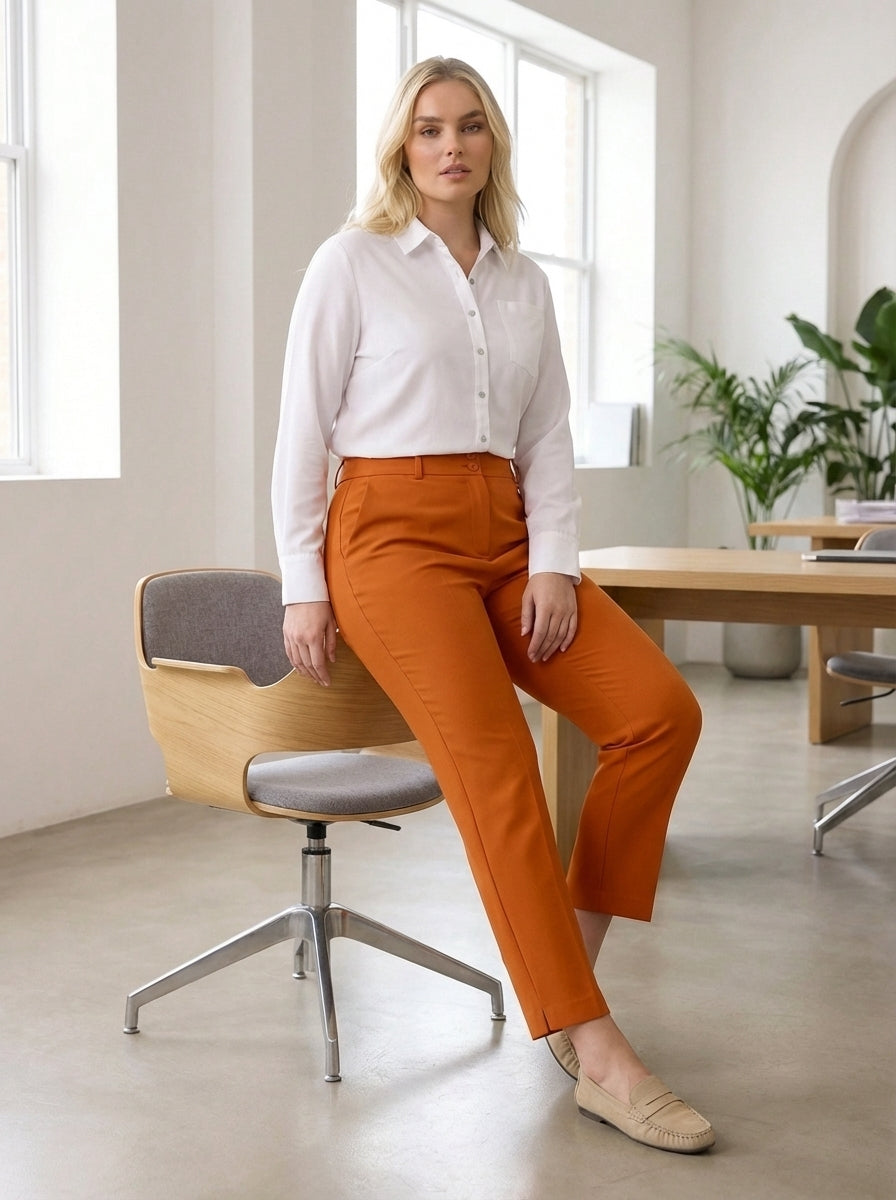 Plus Size Women's High-Waist Tailored Trousers - Image 56