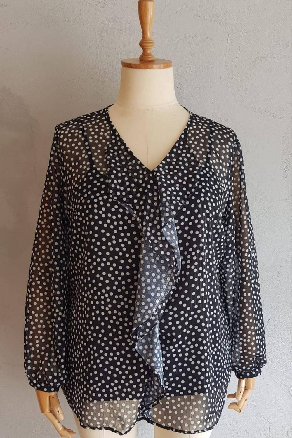 Büyük Beden Kadın  Şifon Fırfırlı Bluz - Astarlı - Image 102