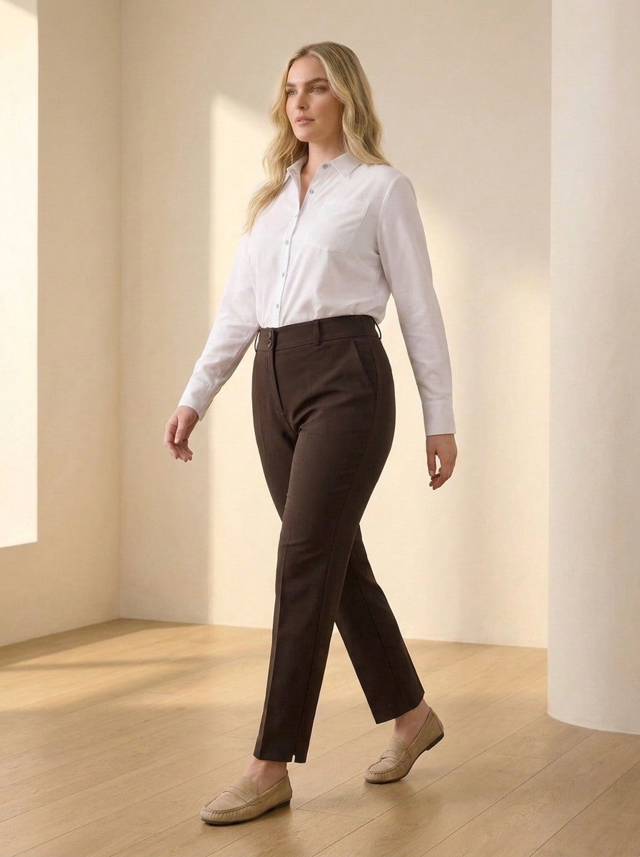 Plus Size Women's High-Waist Tailored Trousers - Image 40