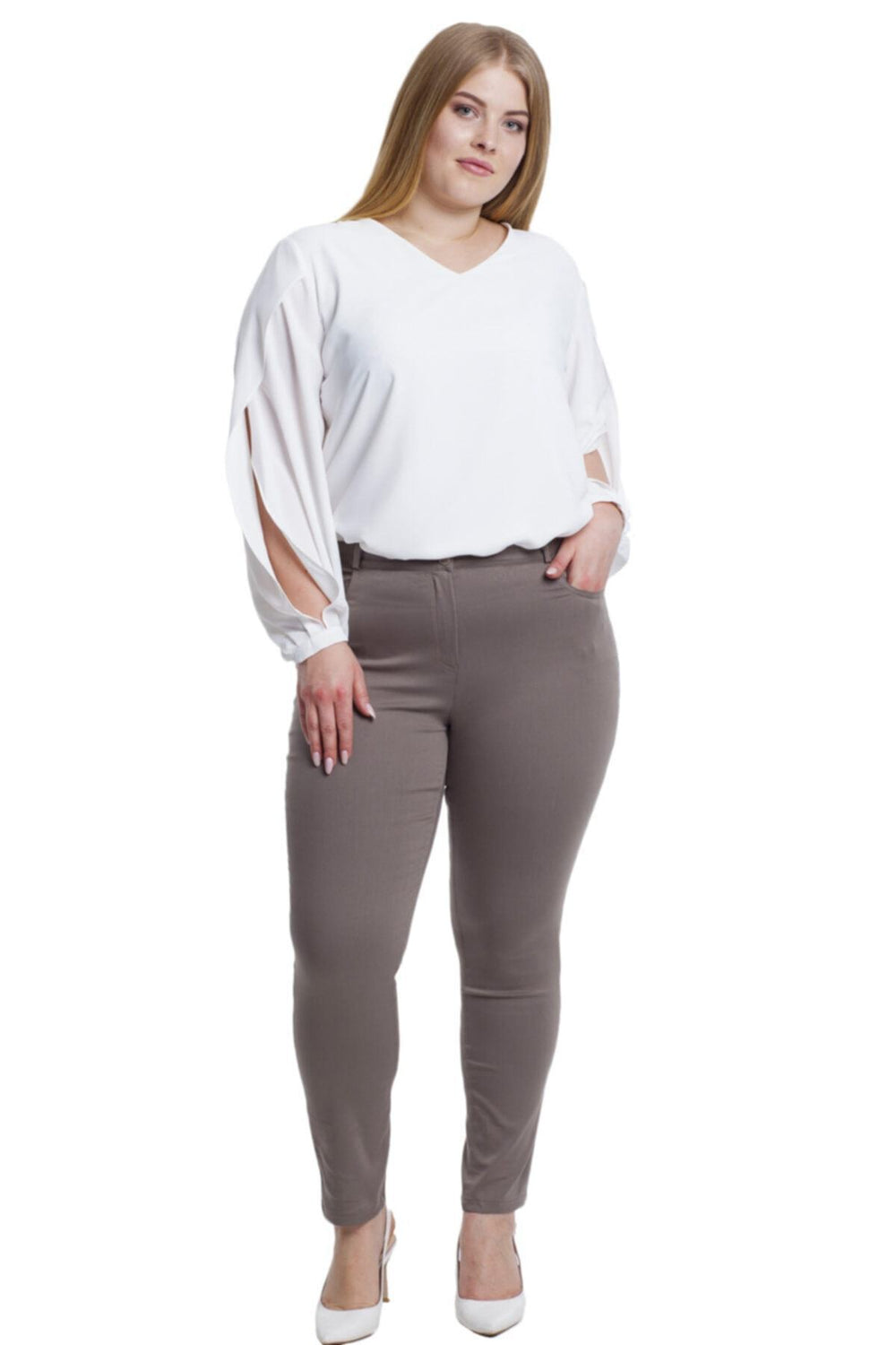 Full Likralı Keten Pantolon - Image 4