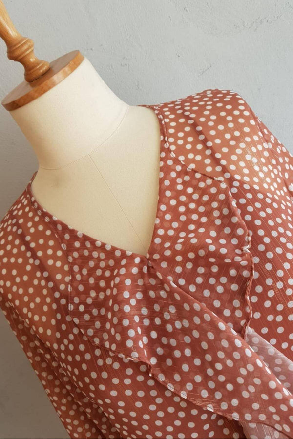 Büyük Beden Kadın  Şifon Fırfırlı Bluz - Astarlı