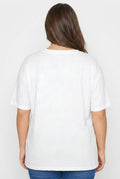 Damen-T-Shirt in Lila mit V-Ausschnitt aus Baumwolle und Viskose in großen Größen