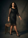 Büyük Beden Abiye Elbise Pul Payet Detaylı