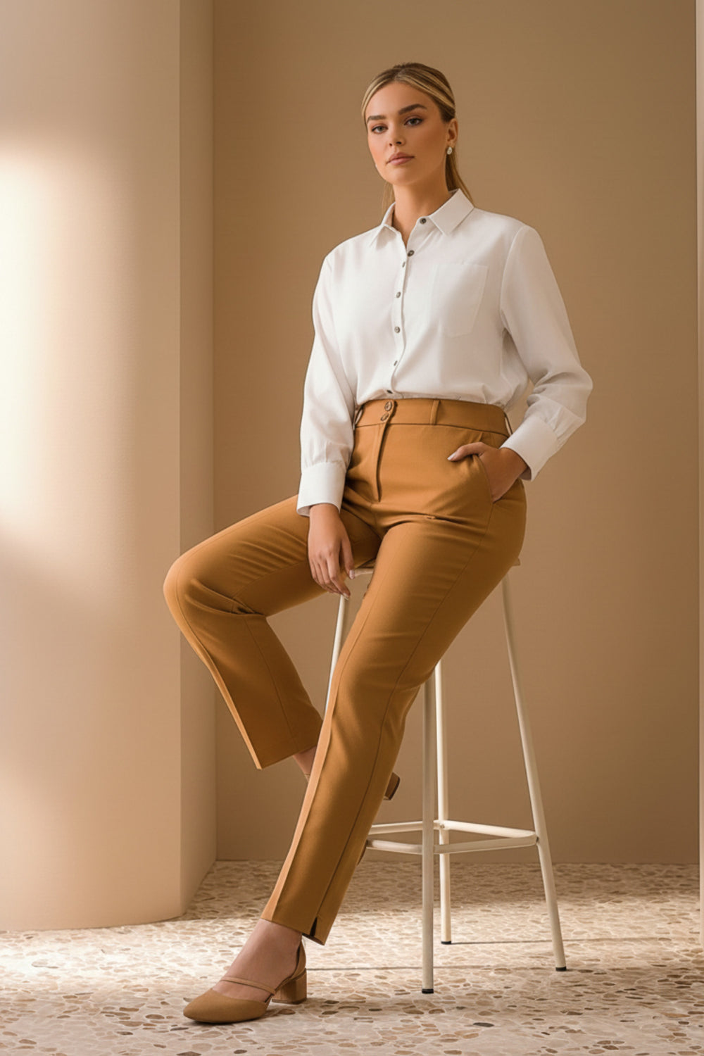 Plus Size Women's High-Waist Tailored Trousers - Image 35