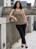 Ärmelloses Chiffon-Top mit Leopardenmuster