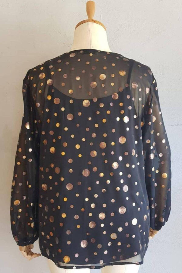 Büyük Beden Kadın  Şifon Fırfırlı Bluz - Astarlı