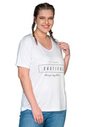 V-Ausschnitt Print-T-Shirt