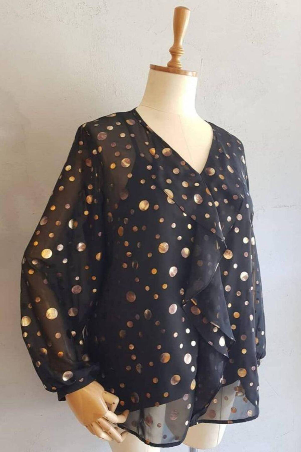 Büyük Beden Kadın  Şifon Fırfırlı Bluz - Astarlı - Image 111