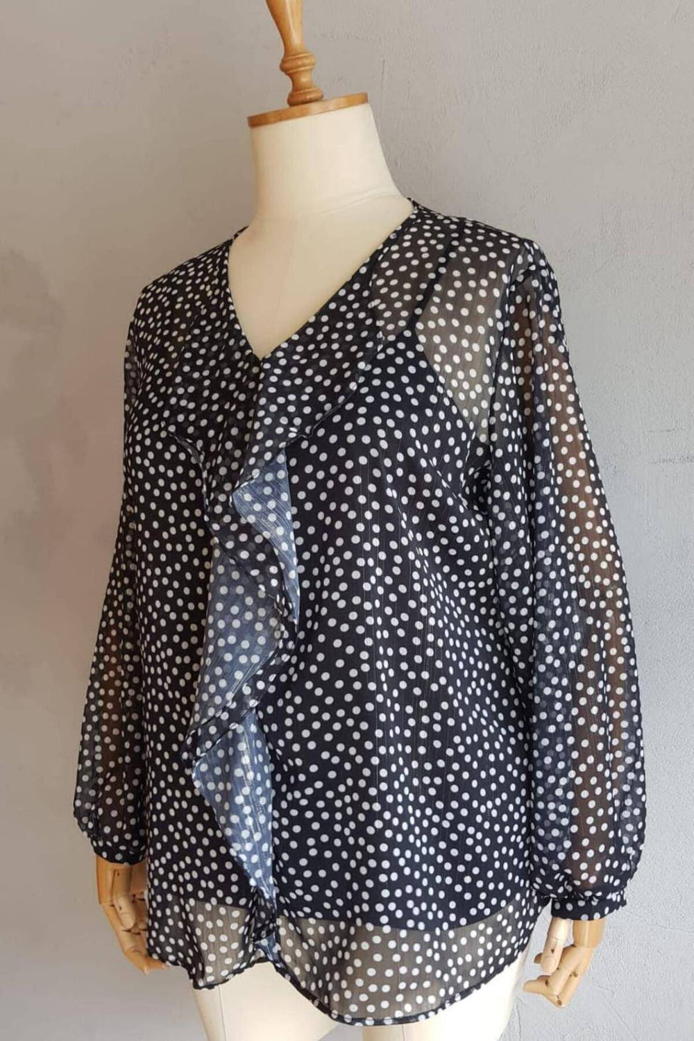 Büyük Beden Kadın  Şifon Fırfırlı Bluz - Astarlı - Image 105