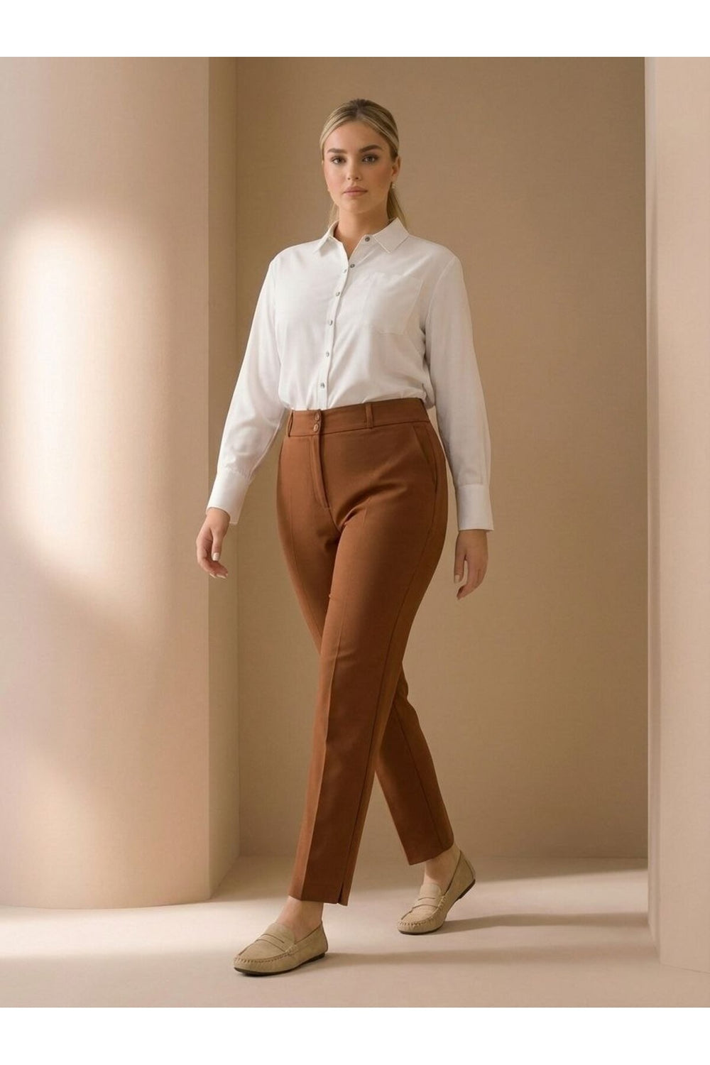 Plus Size Women's High-Waist Tailored Trousers - Image 95