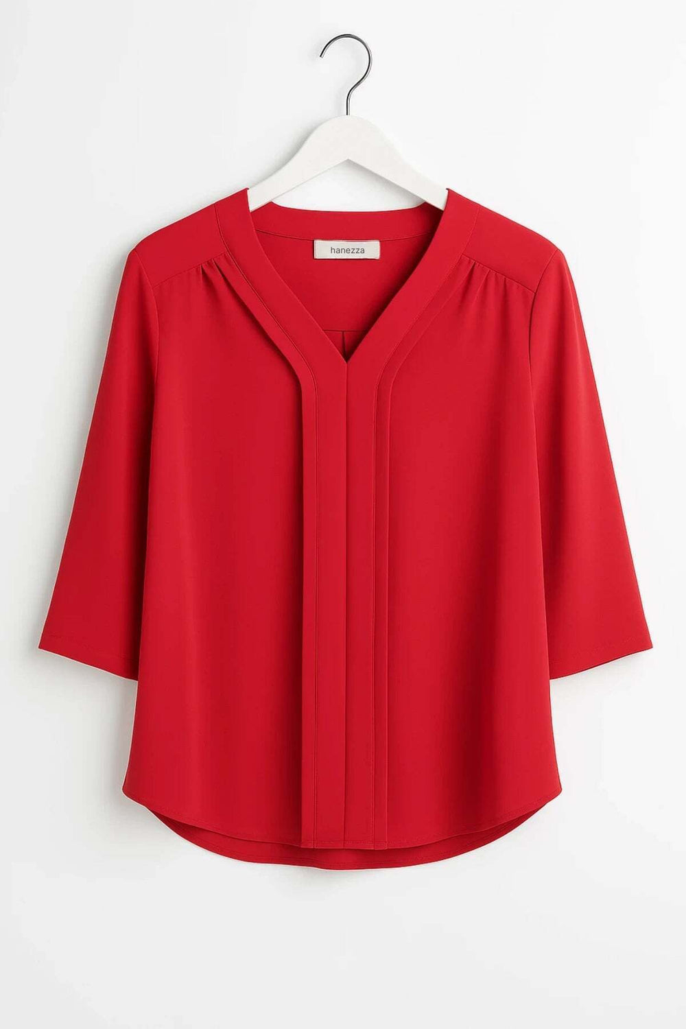 Plus Size Elegant V-Neck Pintuck Detail Jessica Crepe Blouse - Image 10
