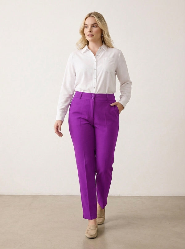 Plus Size Women's High-Waist Tailored Trousers