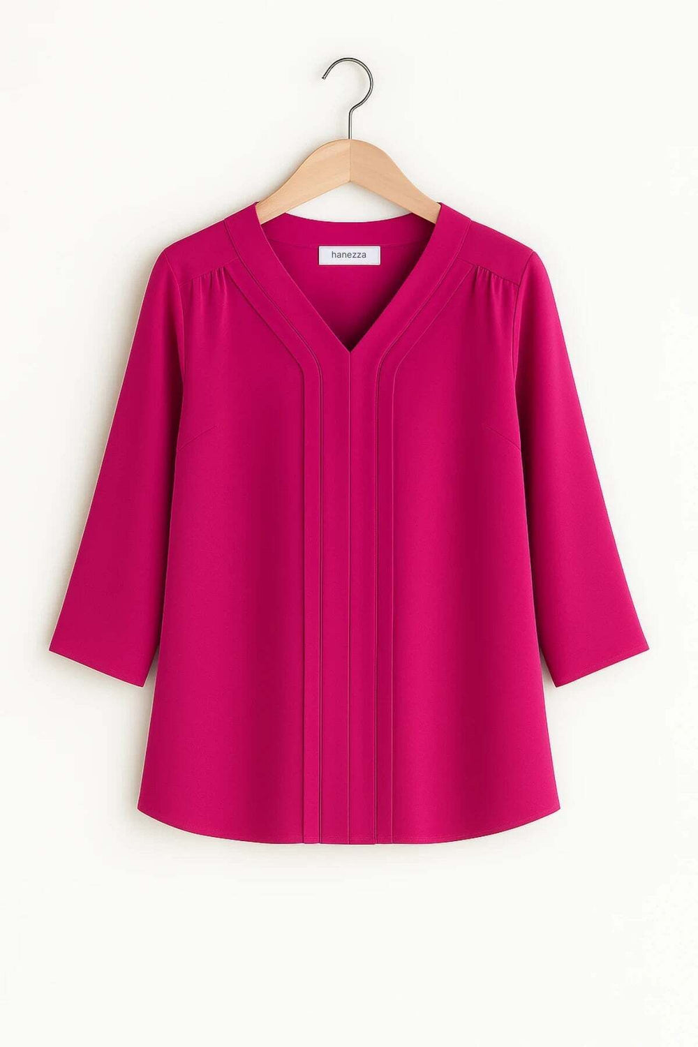 Plus Size Elegant V-Neck Pintuck Detail Jessica Crepe Blouse - Image 9