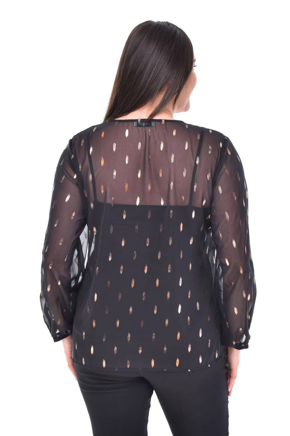 Büyük Beden Kadın  Şifon Fırfırlı Bluz - Astarlı - Image 68