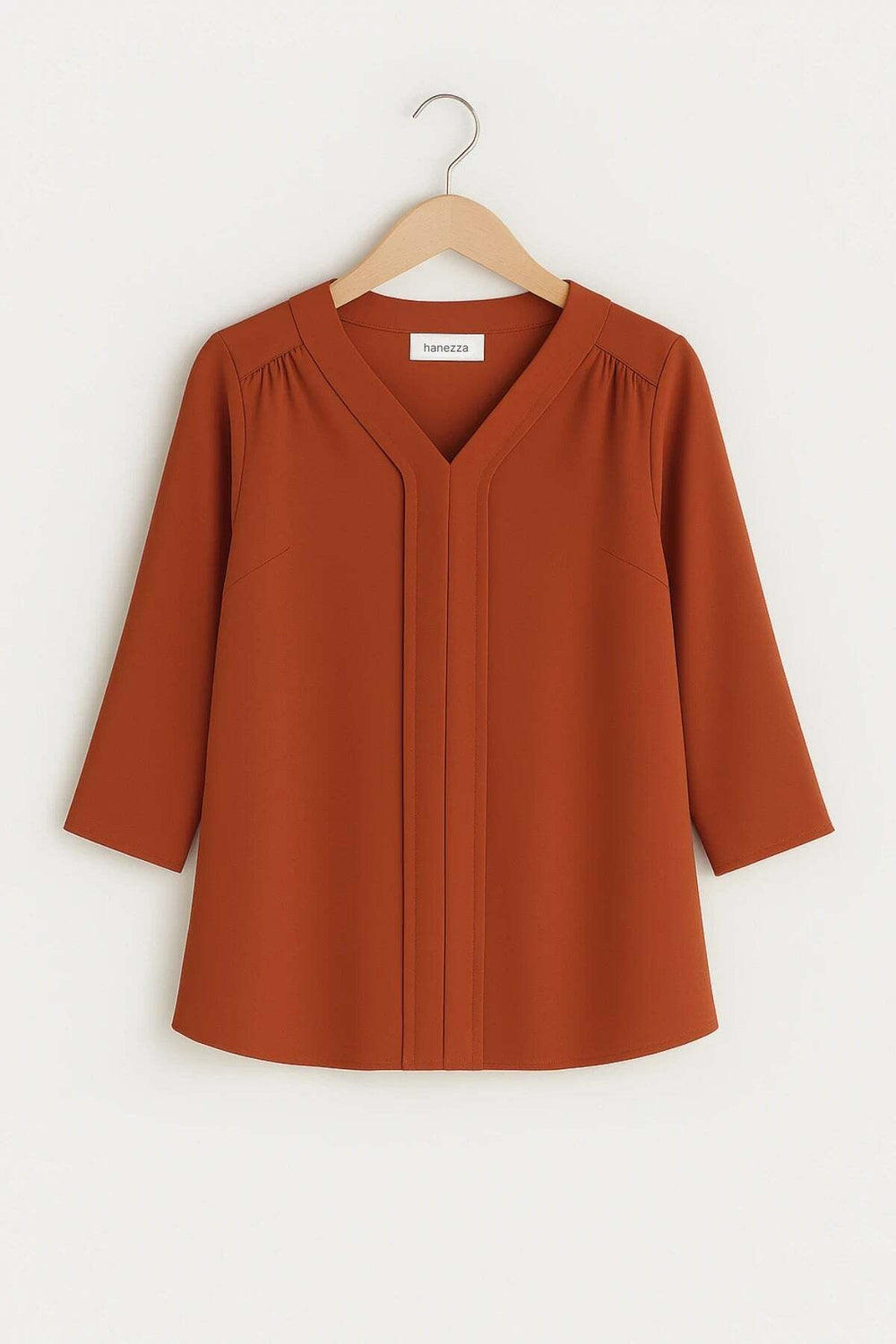 Plus Size Elegant V-Neck Pintuck Detail Jessica Crepe Blouse - Image 11