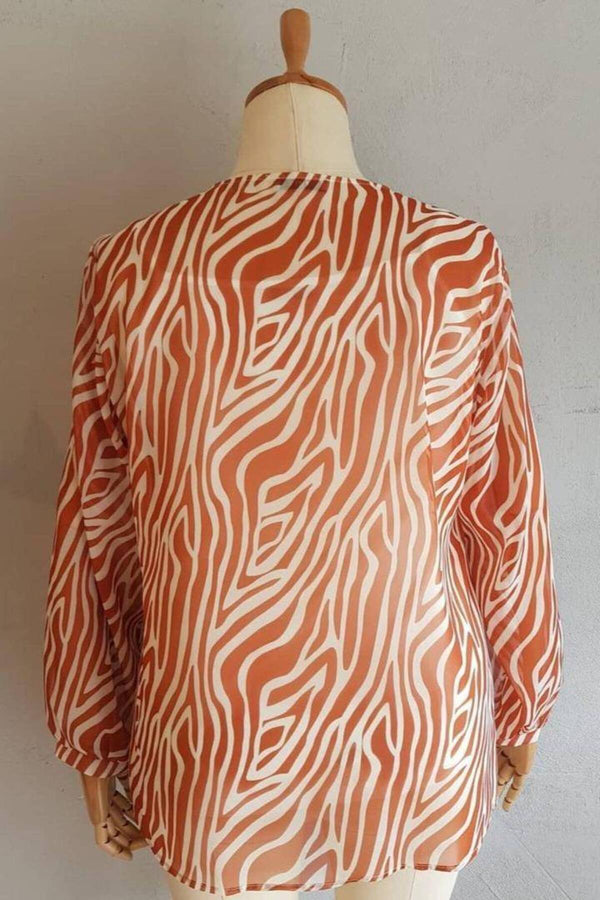 Büyük Beden Kadın  Şifon Fırfırlı Bluz - Astarlı