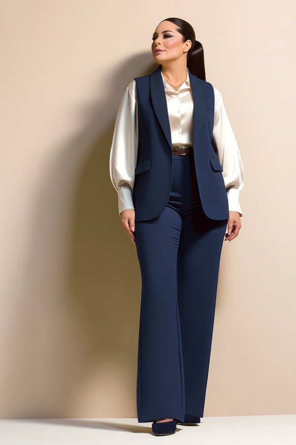 Büyük Beden Blazer Yelek - Atlas Kumaş