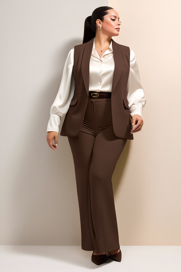 Büyük Beden Blazer Yelek - Atlas Kumaş