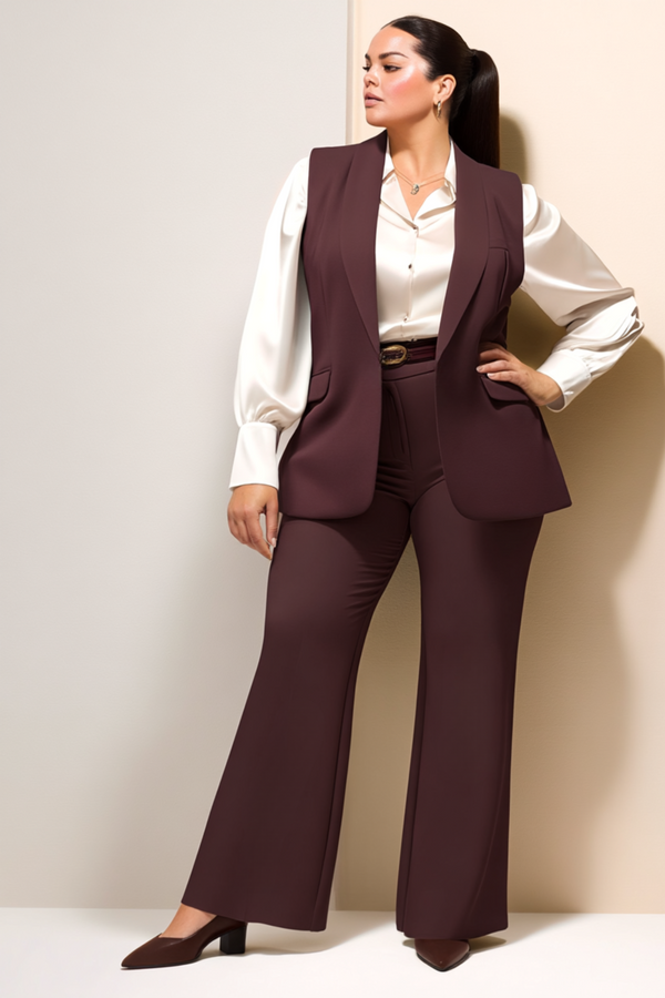 Büyük Beden Blazer Yelek - Atlas Kumaş