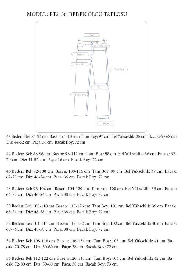 Büyük Beden Kadın Yüksek Bel Kumaş Pantolon