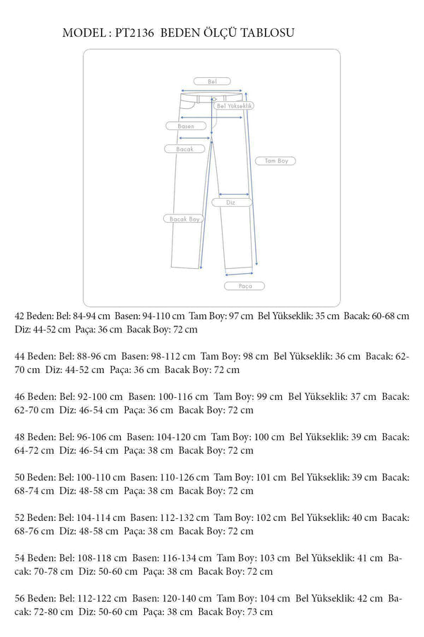 Büyük Beden Kadın Yüksek Bel Kumaş Pantolon