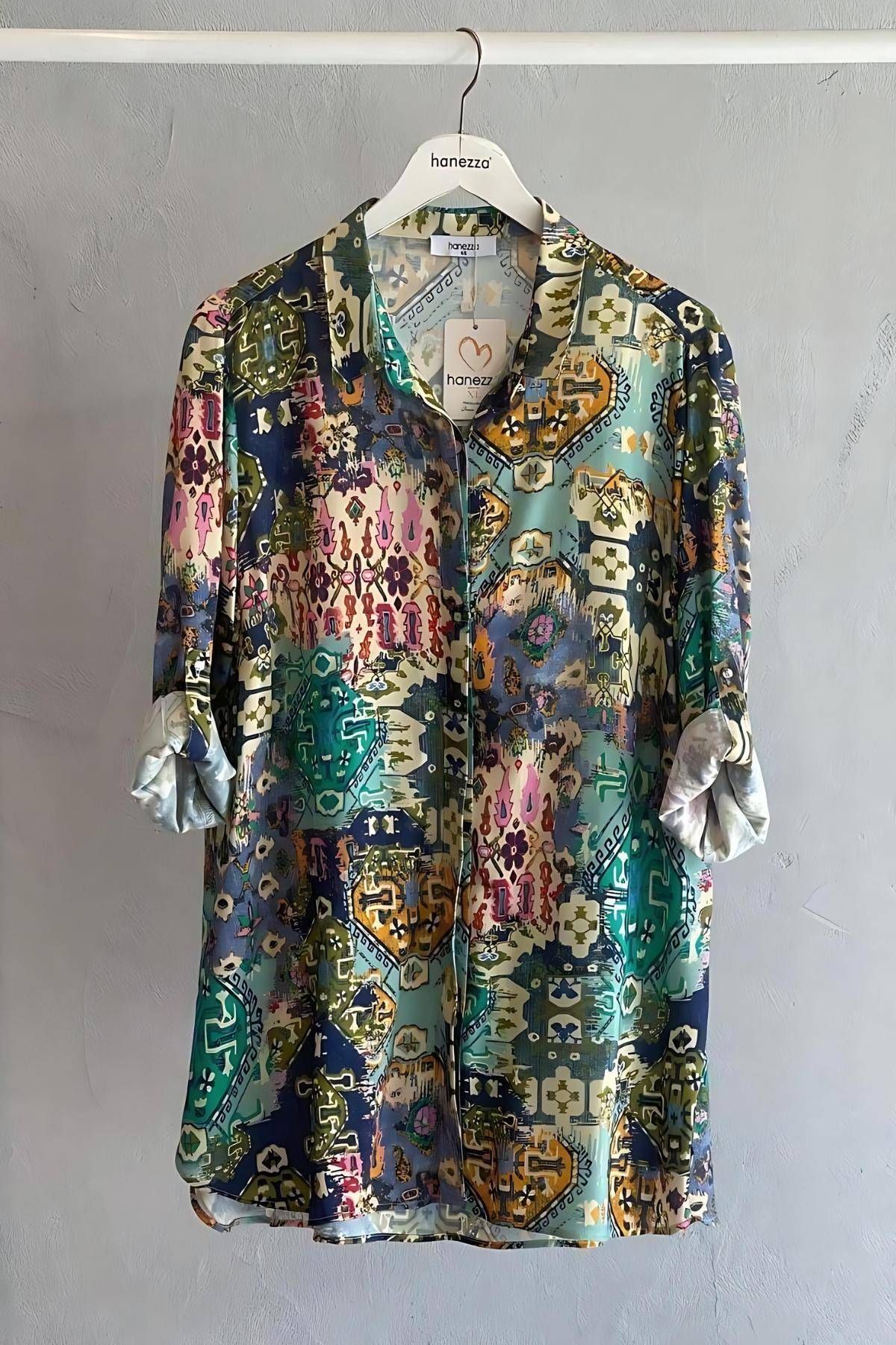 Camicia in viscosa fantasia taglie forti