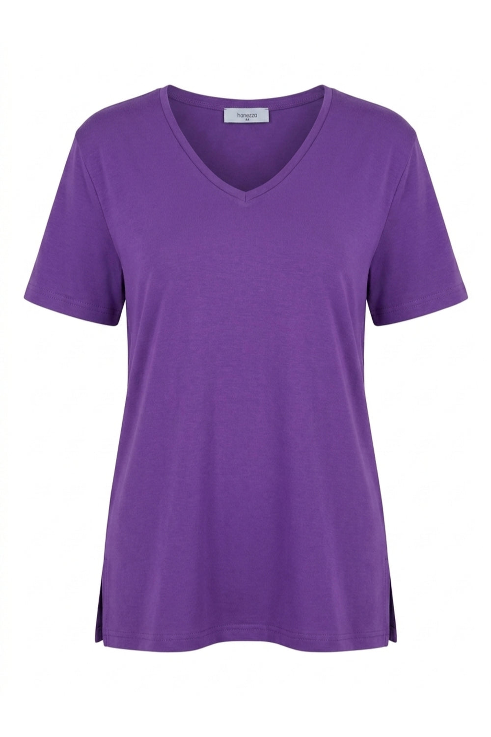 Kadın Büyük Beden V Yaka Yanı Yırtmaçlı  Pamuklu Viskon T- Shirt ( Serifikalı Kumaş ) - Image 67