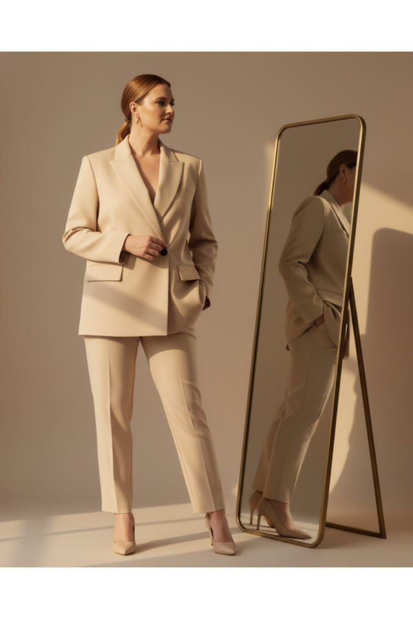 Büyük Beden Kadın  Oversize Vatkalı Astarlı Blazer Ceket