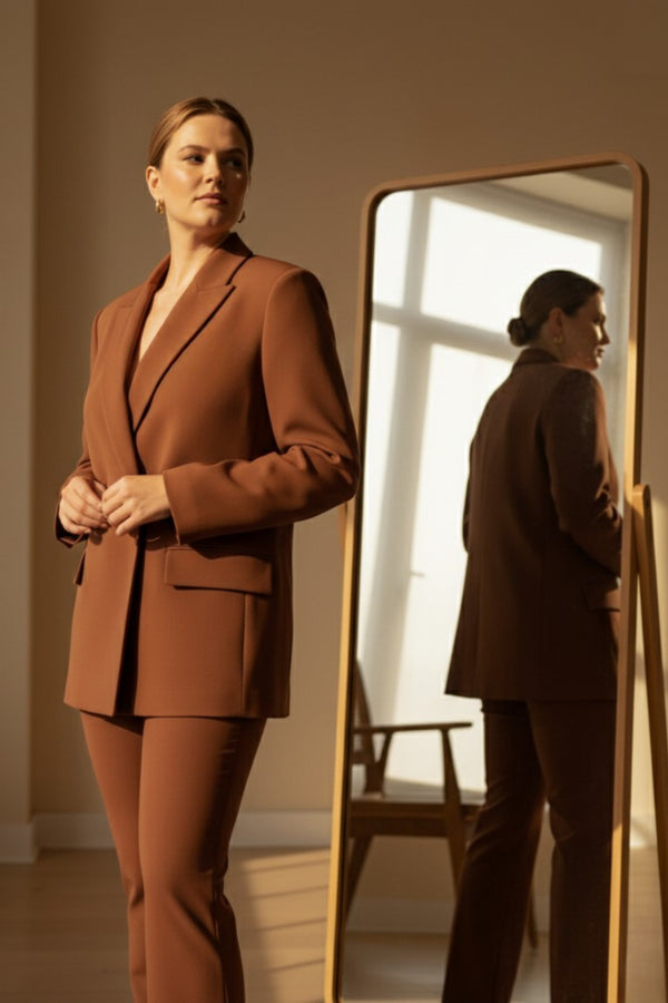 Büyük Beden Kadın  Oversize Vatkalı Astarlı Blazer Ceket