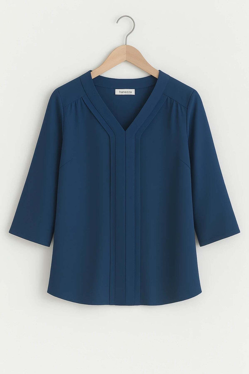Plus Size Elegant V-Neck Pintuck Detail Jessica Crepe Blouse - Image 8