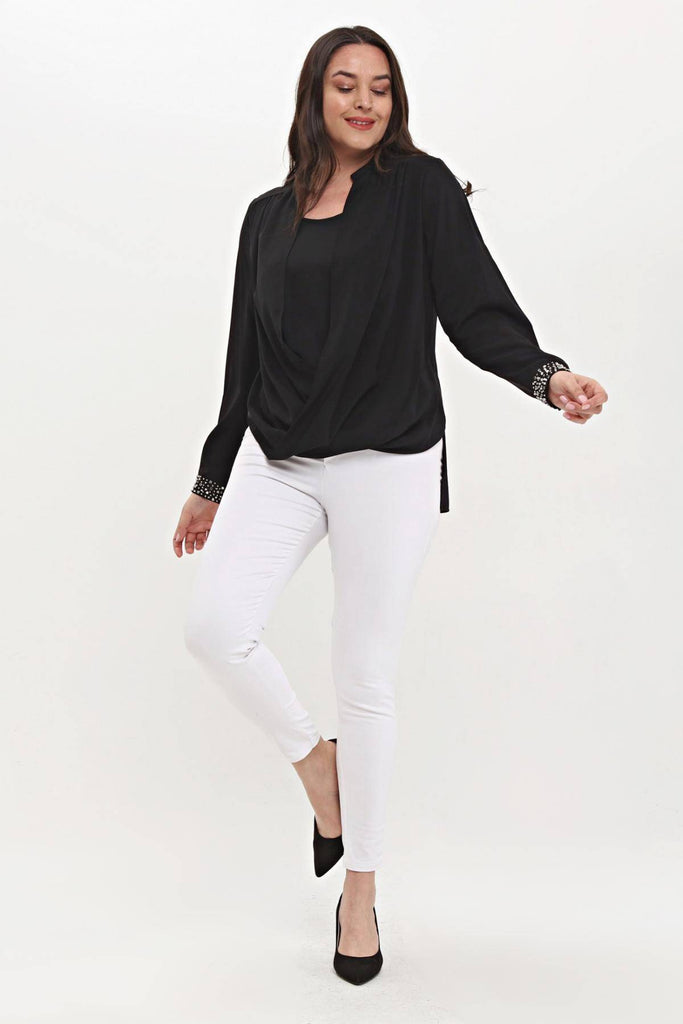 Women's Plus Size Double Breasted Collar Blouse