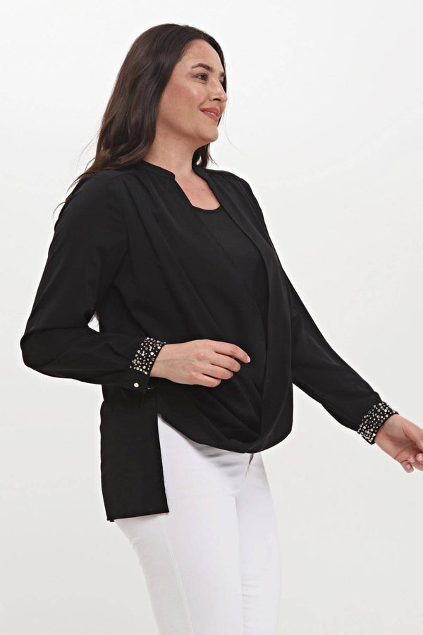 Women's Plus Size Double Breasted Collar Blouse