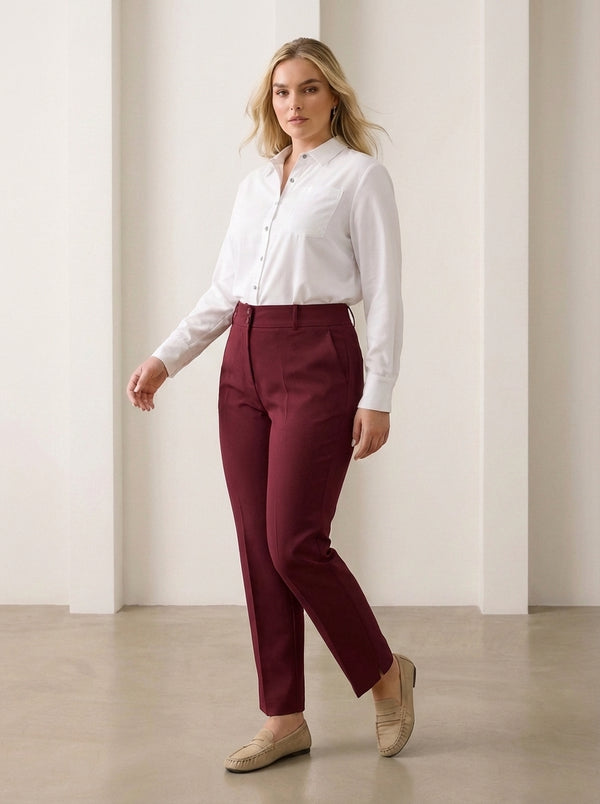 Plus Size Women's High-Waist Tailored Trousers