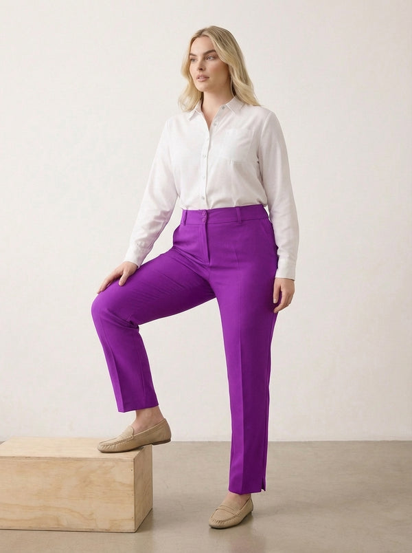 Plus Size Women's High-Waist Tailored Trousers