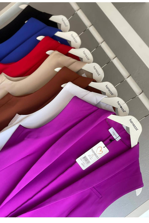 Büyük Beden Blazer Yelek - Atlas Kumaş