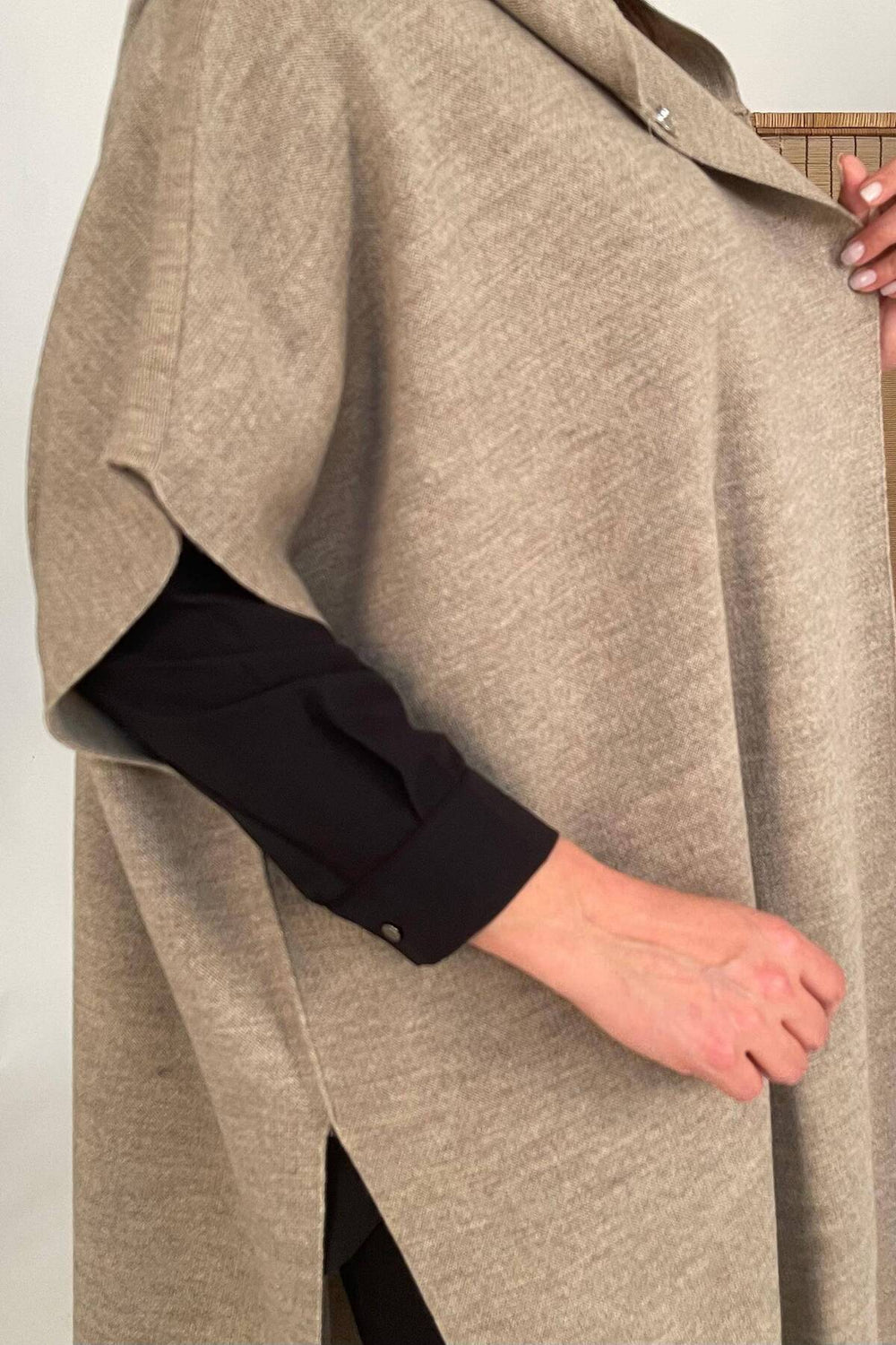 Plus Size Hooded Acrylic Knit Poncho - Oversized Outerwear - Image 11