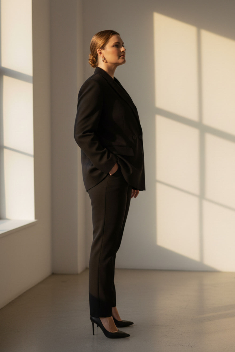 Büyük Beden Kadın  Oversize Vatkalı Astarlı Blazer Ceket - Image 5