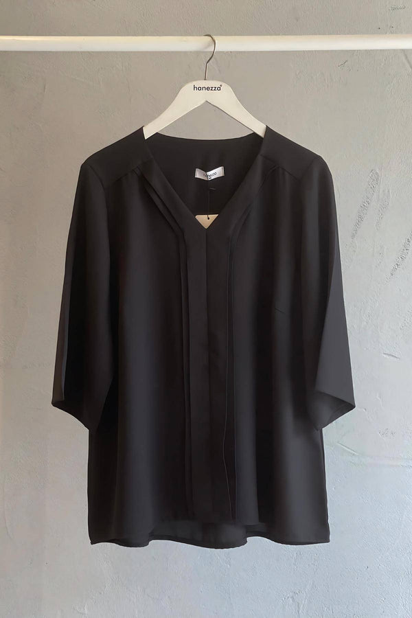 Plus Size Elegant V-Neck Pintuck Detail Jessica Crepe Blouse