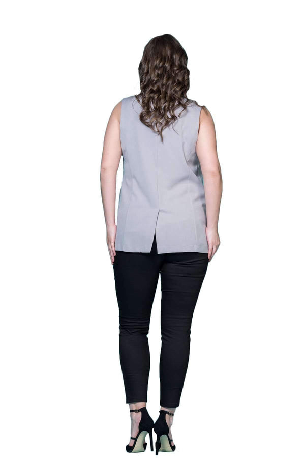 Büyük Beden Blazer Yelek - Atlas Kumaş