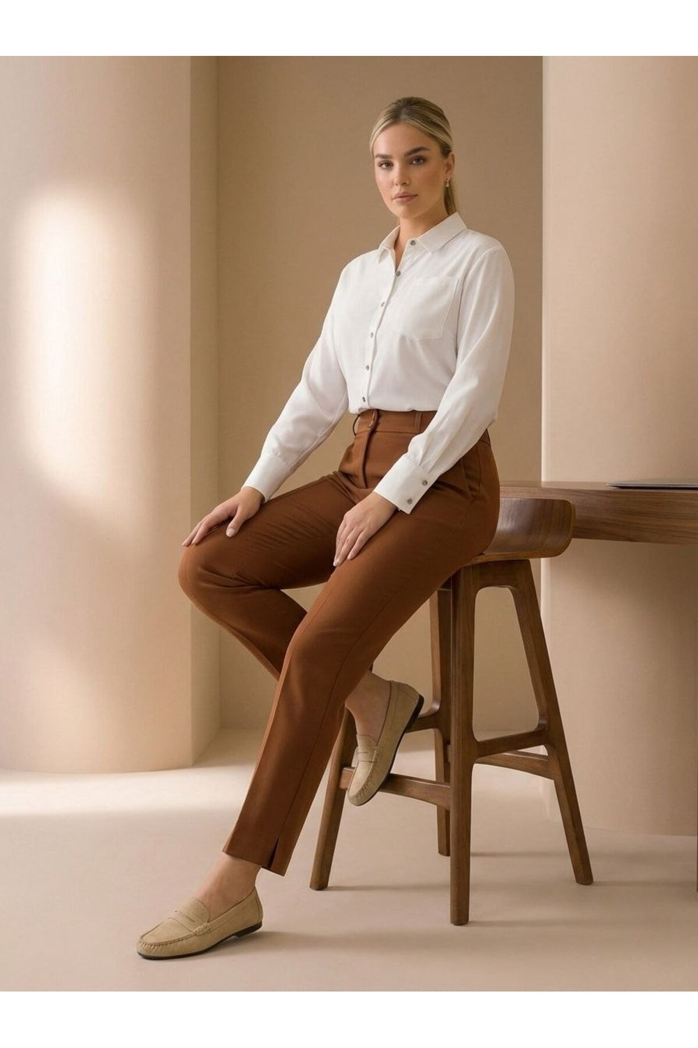 Plus Size Women's High-Waist Tailored Trousers - Image 96