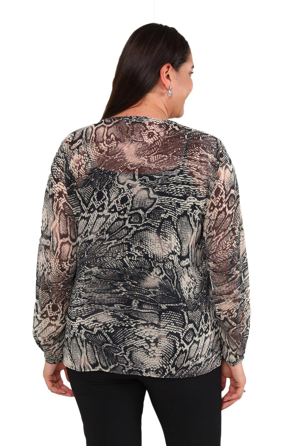 Büyük Beden Kadın  Şifon Fırfırlı Bluz - Astarlı - Image 91