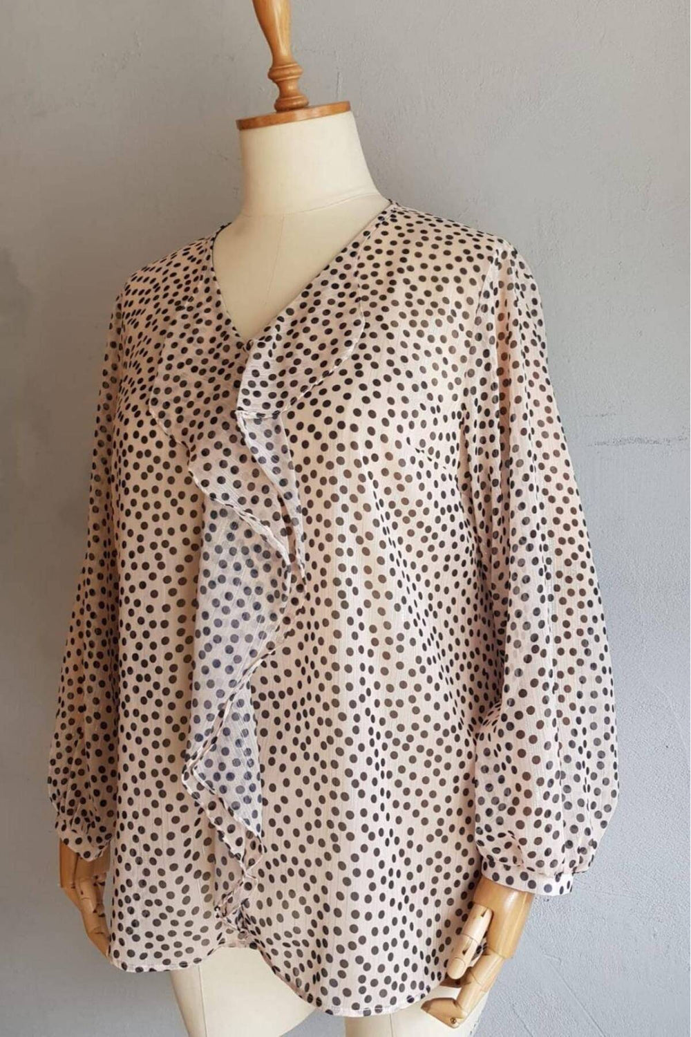 Büyük Beden Kadın  Şifon Fırfırlı Bluz - Astarlı - Image 95