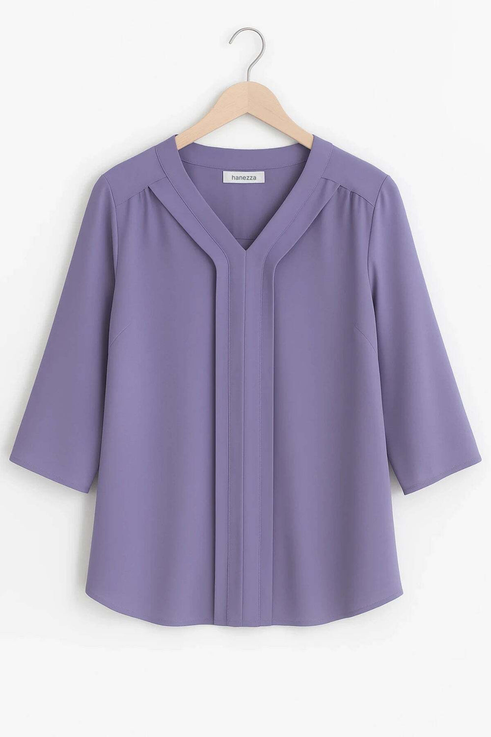 Plus Size Elegant V-Neck Pintuck Detail Jessica Crepe Blouse - Image 7