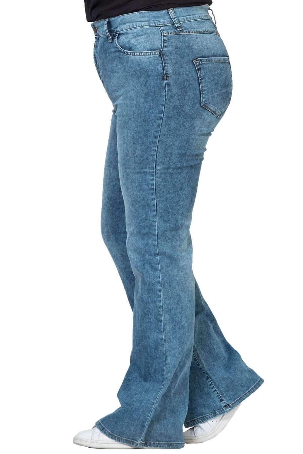 Hanezza с подписью, женские дизайнерские расклешенные джинсы Blue Jean - Image 1