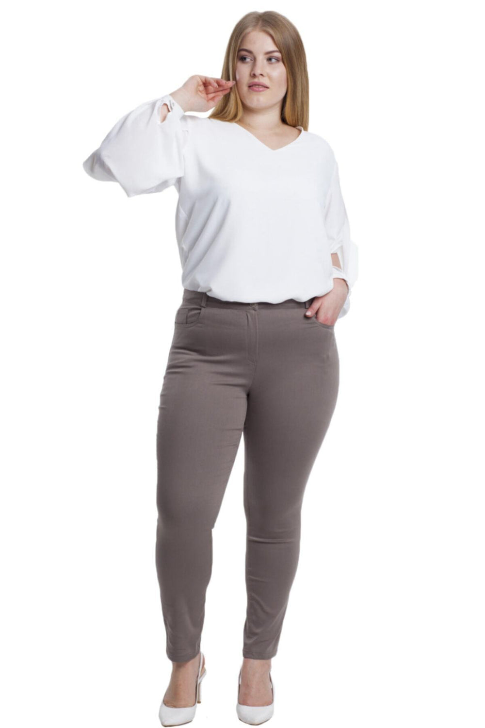 Full Likralı Keten Pantolon - Image 3