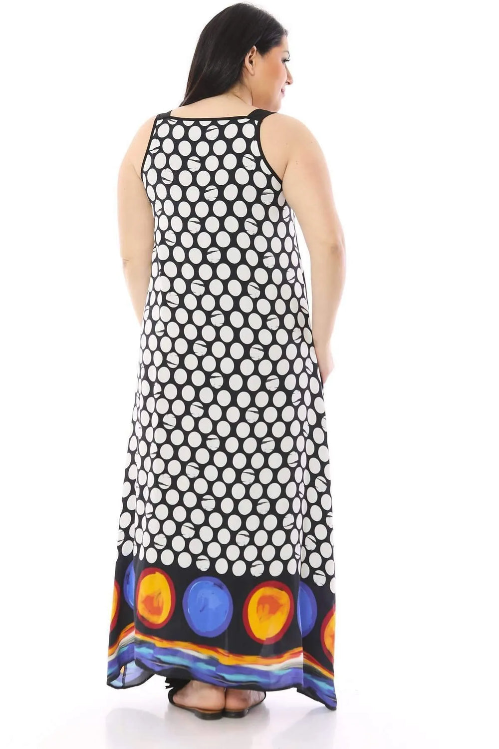 Astarlı Puan Desen Elbise - Büyük Beden Pamuklu Viskon - Image 3