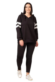 Büyük Beden Kadın Baskı Detaylı Sweatshirt Büyük Beden Sweatshirt Siyah Şerit Detaylı