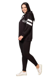 Büyük Beden Kadın Baskı Detaylı Sweatshirt Büyük Beden Sweatshirt Siyah Baskılı
