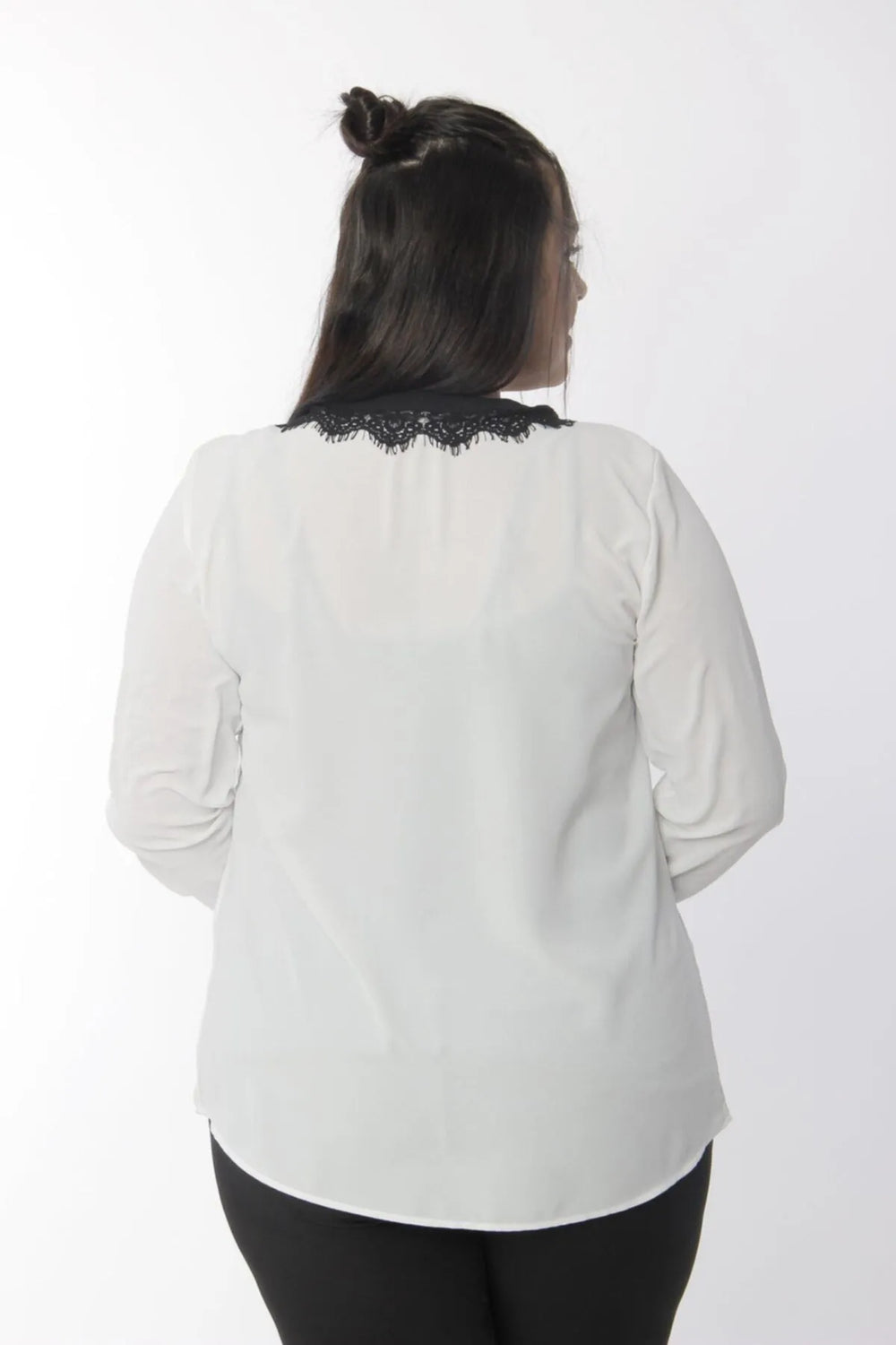 Crew Neck Buttoned Placket Blouse - Image 5